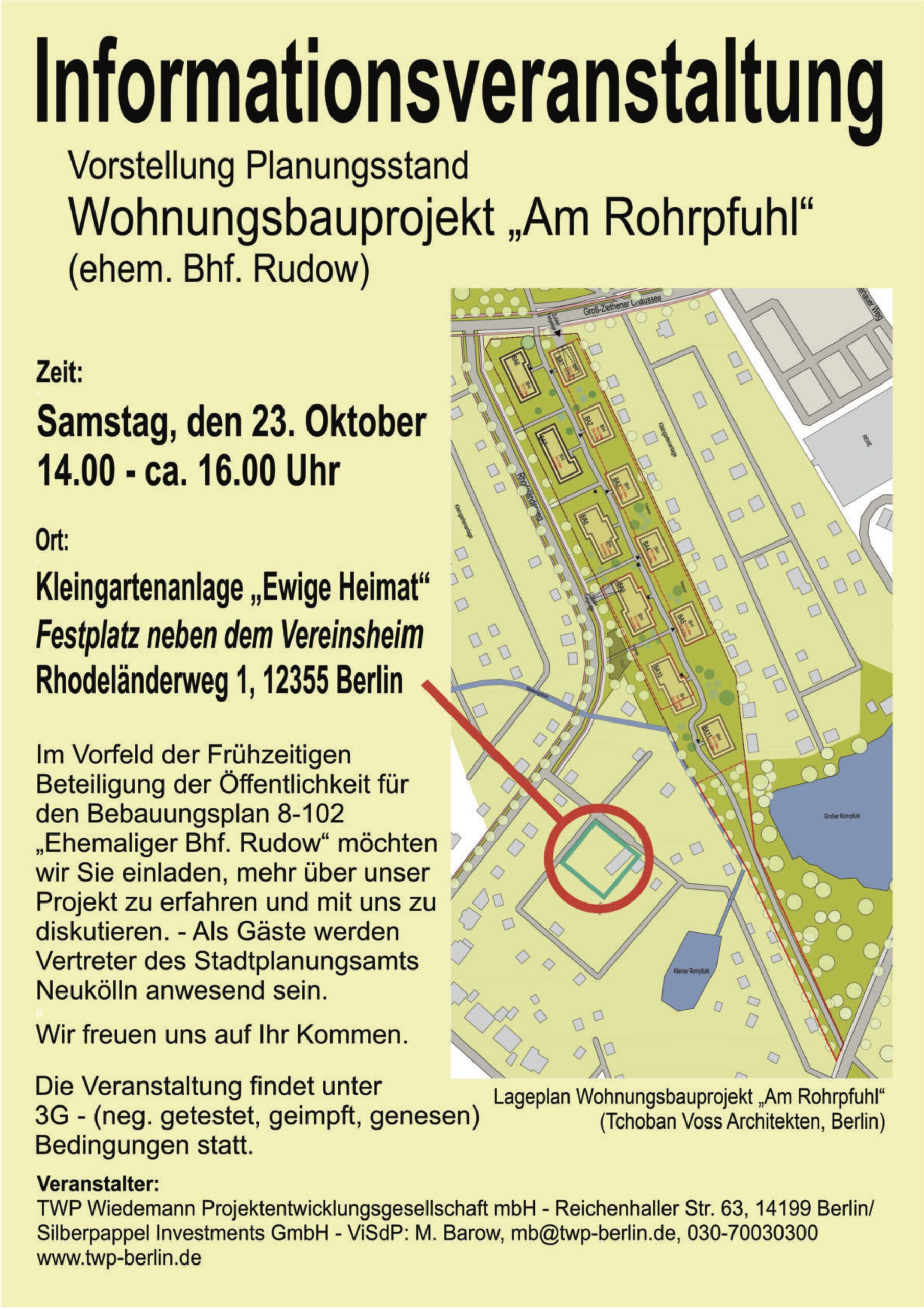 Plakat: Infoveranstaltung Am Rohrpfuhl 13.10.2021